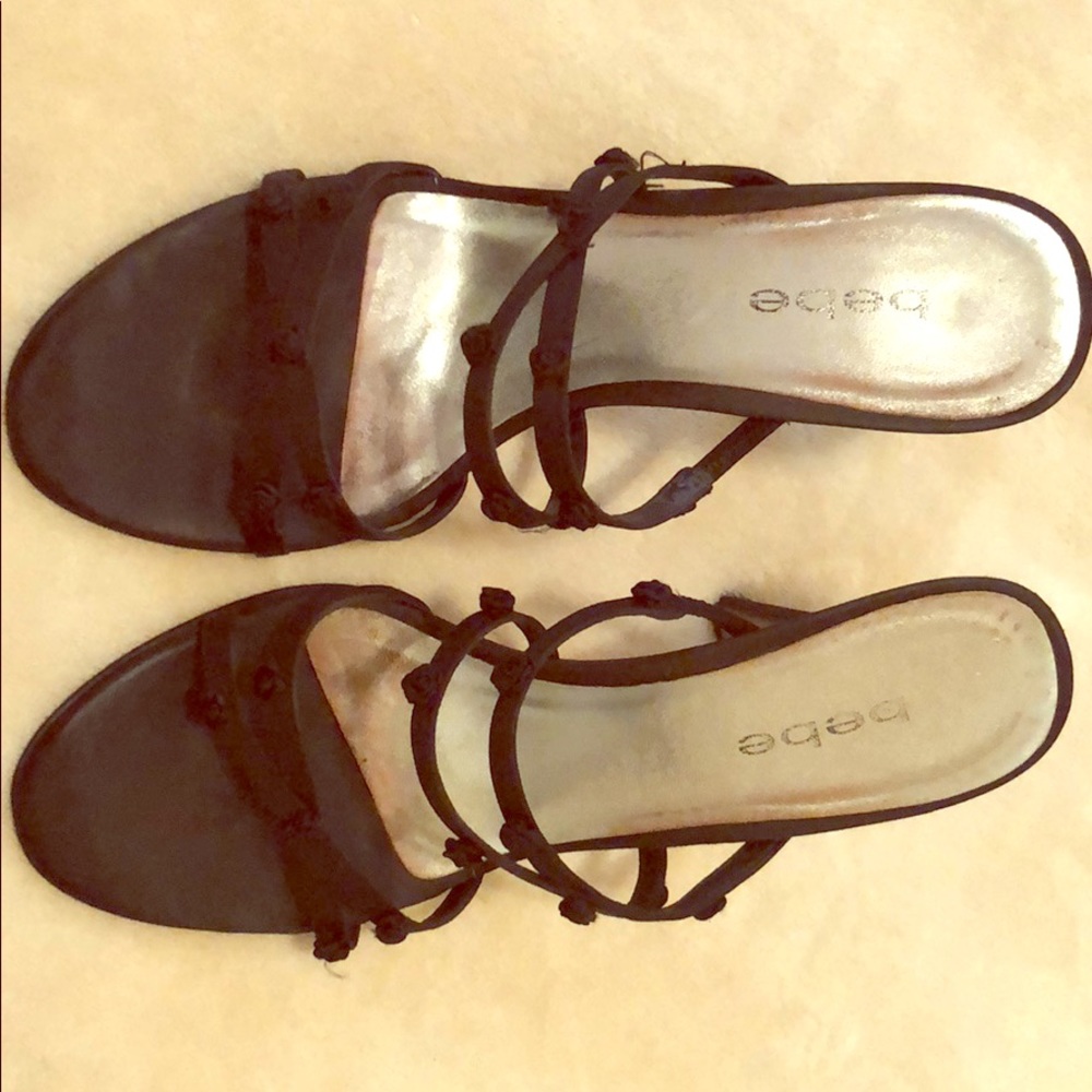 8 1/2 Black Satin Bow Sandal